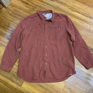 The North‎ Face Mens XL Long Sleeve Button Down Shirt Red Modal Hiking Outdoors